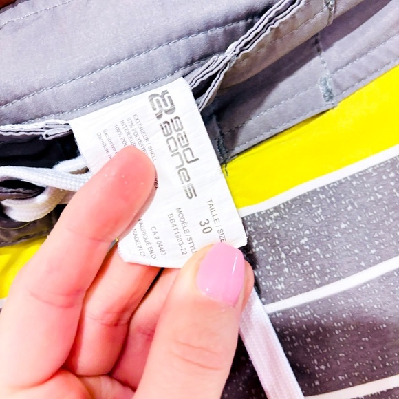 BAD BONES – Green & grey striped board shorts | Summer beach | Size 30 * - Picture 5 of 7